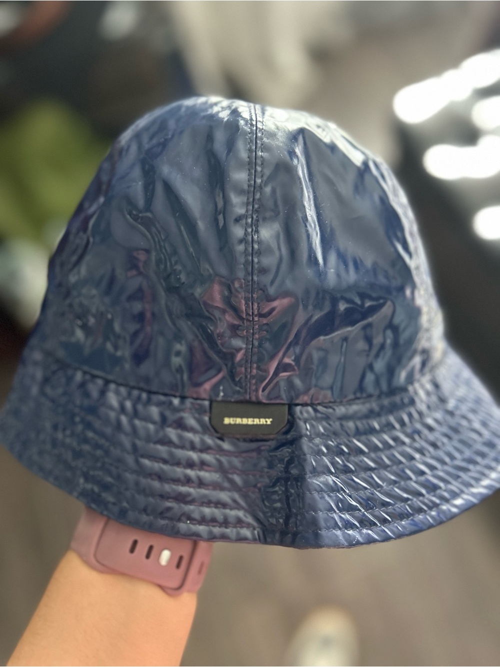Burberry Men's Glossy Navy Bucket Hat